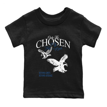 Sneaker match tees – Sneaker Tees To Match Air Jordan 12 French Blue Shoes – Only The Chosen Fly This High Kids T-Shirt Black 2
