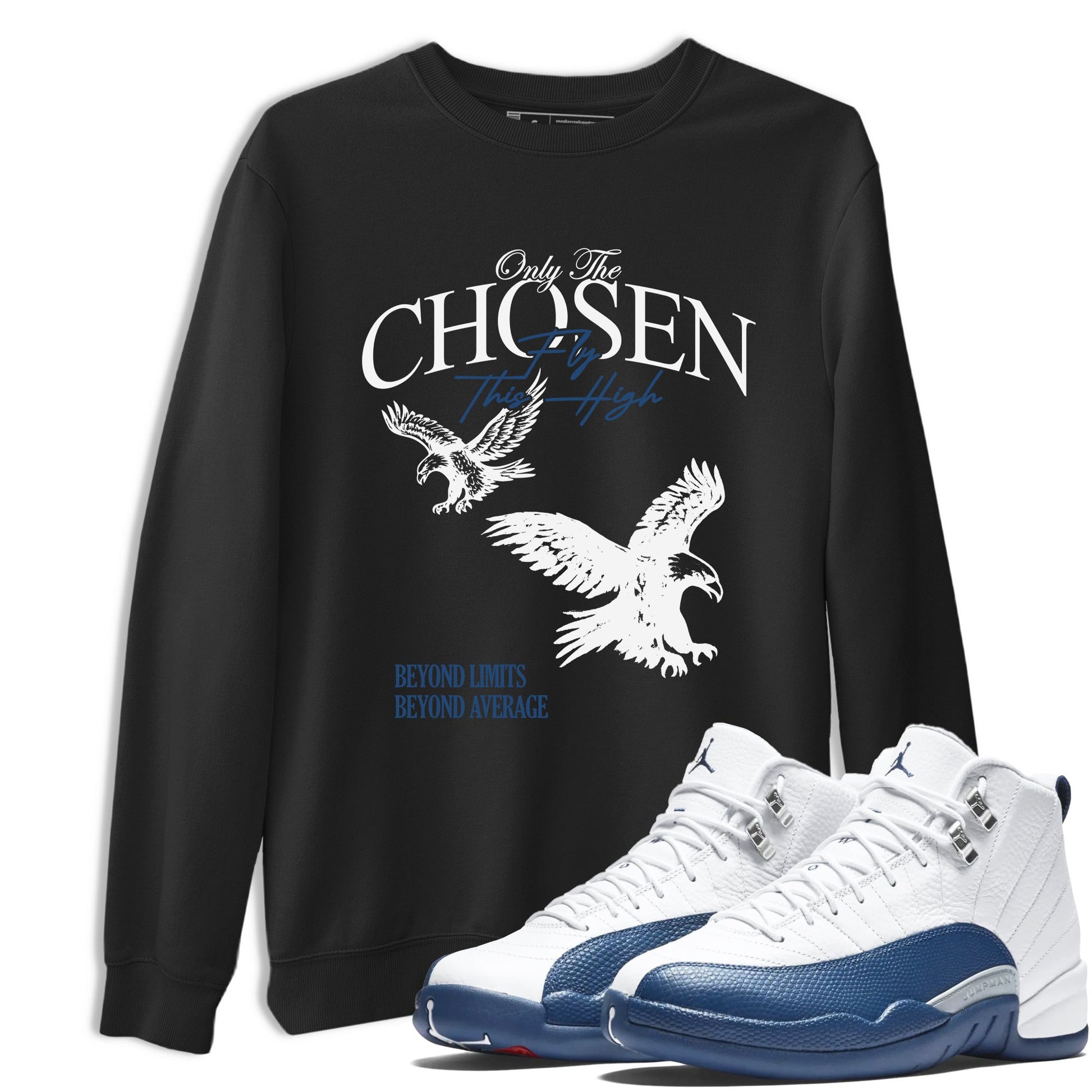 Sneaker match tees – Sneaker Tees To Match Air Jordan 12 French Blue Shoes – Only The Chosen Fly This High Tee Black 1