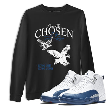 Sneaker match tees – Sneaker Tees To Match Air Jordan 12 French Blue Shoes – Only The Chosen Fly This High Tee Black 1