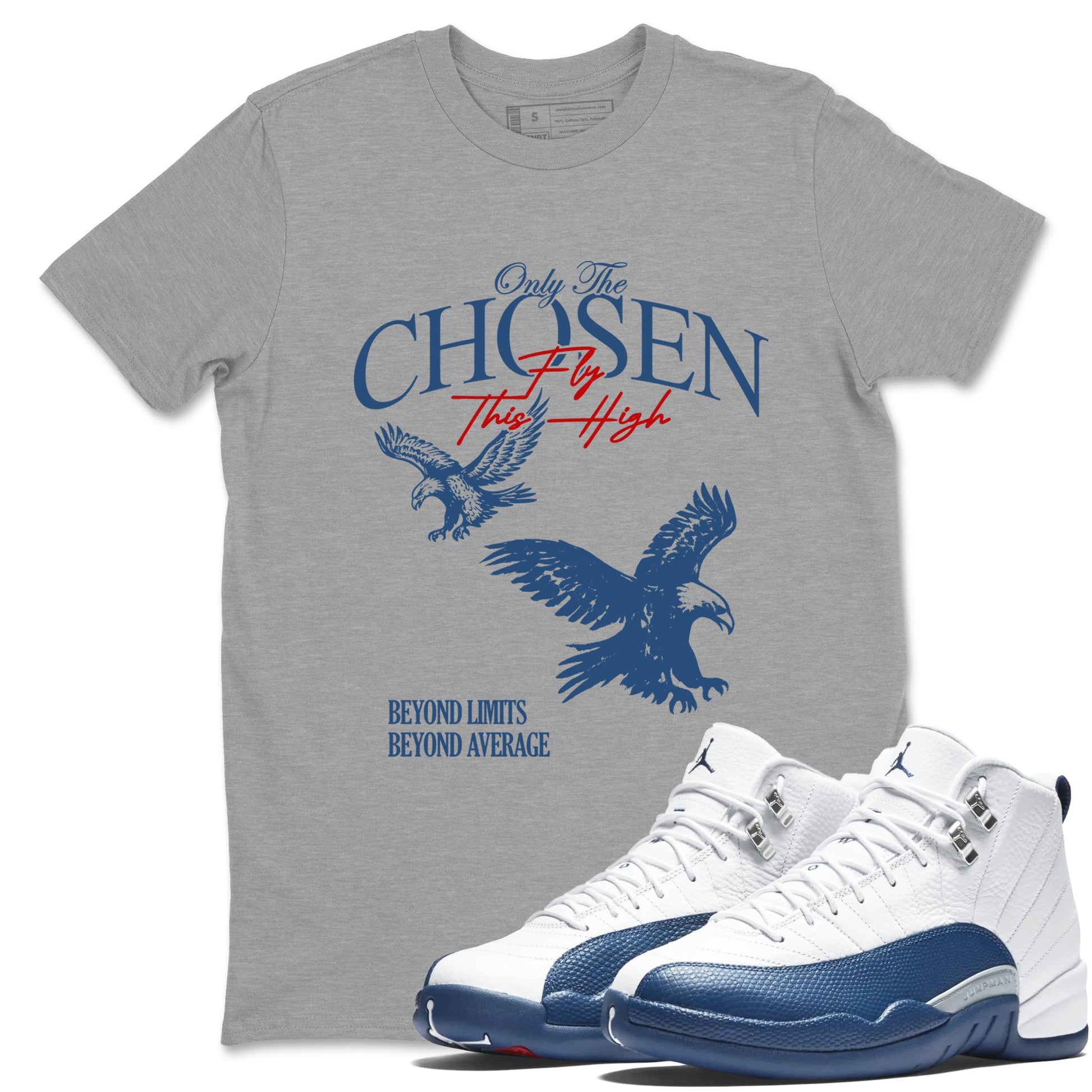 Sneaker match tees – Sneaker Tees To Match Air Jordan 12 French Blue Shoes – Only The Chosen Fly This High Tee Heather Grey 1