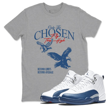 Sneaker match tees – Sneaker Tees To Match Air Jordan 12 French Blue Shoes – Only The Chosen Fly This High Tee Heather Grey 1