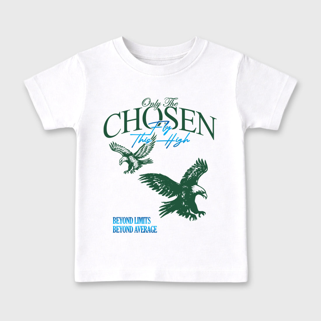 Only The Chosen Fly This High Baby & Kids Graphic T-Shirt featuring original artwork designed to match the Air Jordan 12 Summit Green. White 2 Kids Graphic Tee.