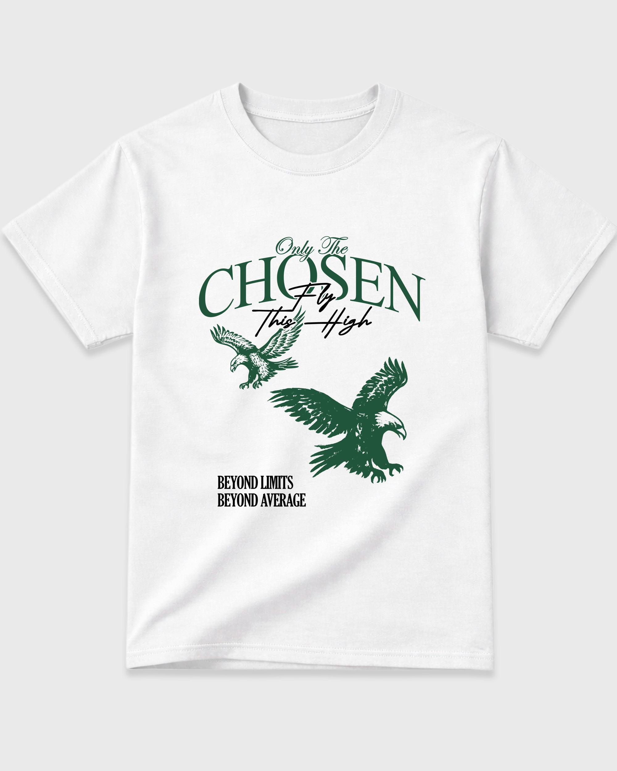 Only The Chosen Fly This High Graphic T-Shirt featuring original streetwear artwork designed to match the Air Jordan 14 Forest Green. White 2 Graphic T-Shirt.