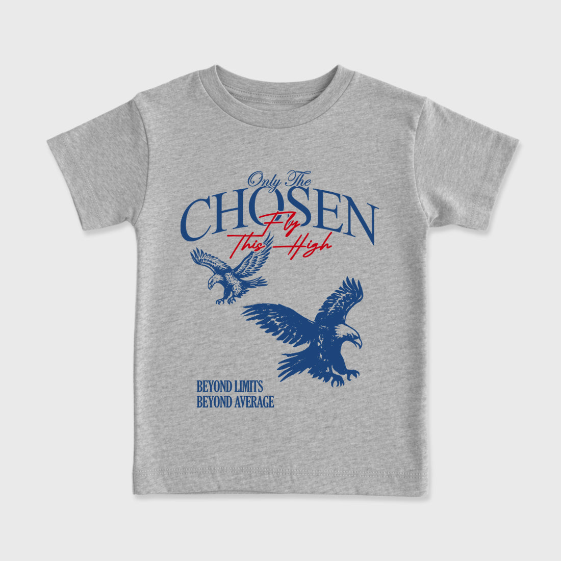 Only The Chosen Fly This High Baby & Kids Graphic T-Shirt featuring original artwork designed to match the Air Jordan 3 True Blue. Heather Grey 2 Kids Graphic Tee.