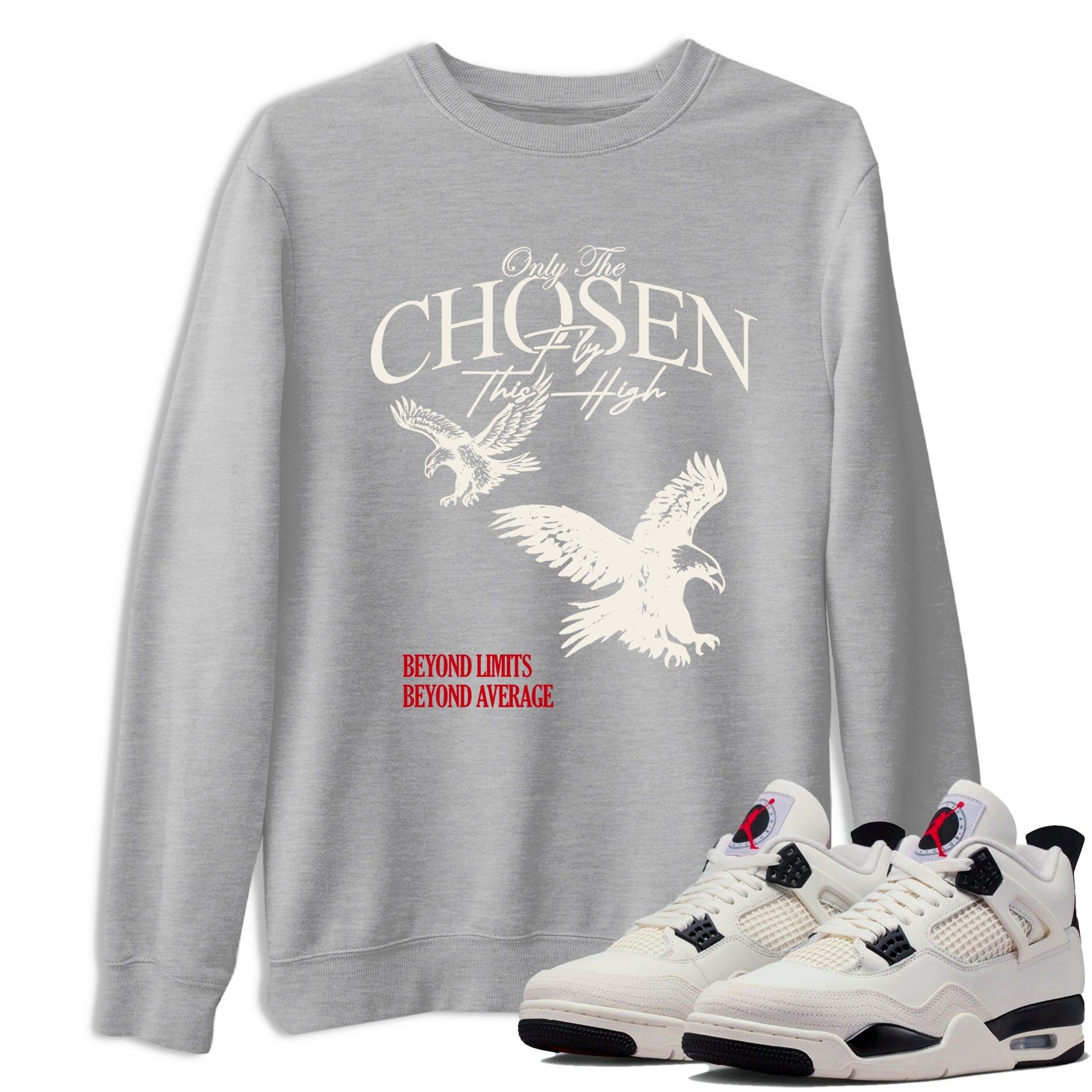 Sneaker match tees – Sneaker Tees To Match Air Jordan 4 Flight Club Shoes – Only The Chosen Fly This High Tee Heather Grey 1