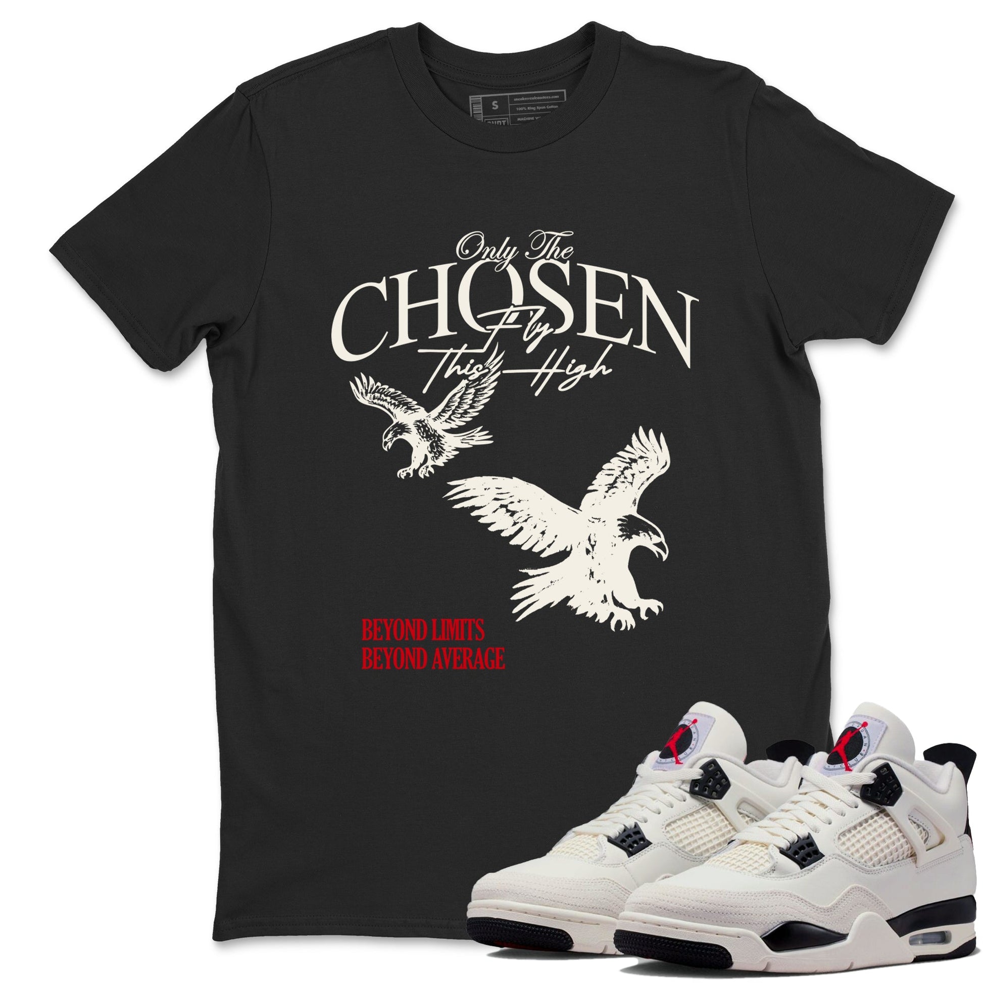 Sneaker match tees – Sneaker Tees To Match Air Jordan 4 Flight Club Shoes – Only The Chosen Fly This High Tee Black 1