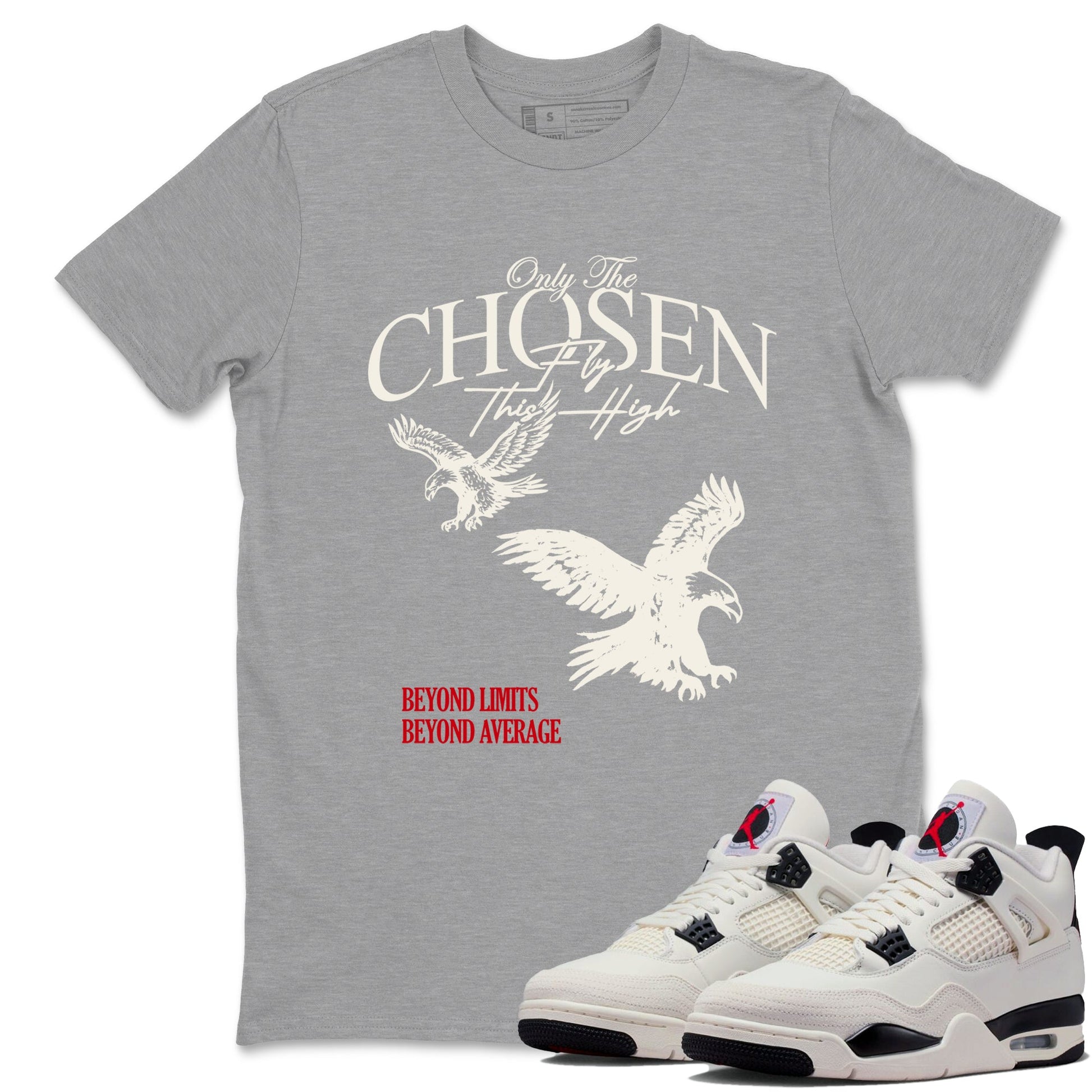Sneaker match tees – Sneaker Tees To Match Air Jordan 4 Flight Club Shoes – Only The Chosen Fly This High Tee Heather Grey 1