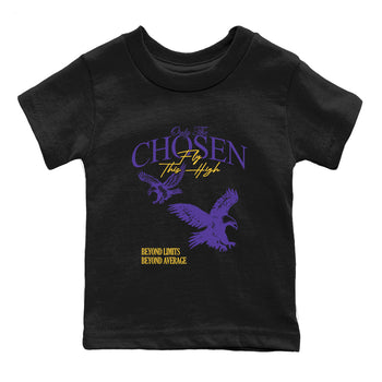 Sneaker match tees – Sneaker Tees To Match Air Jordan 4 Lakeshow Shoes – Only The Chosen Fly This High Kids T-Shirt Black 2