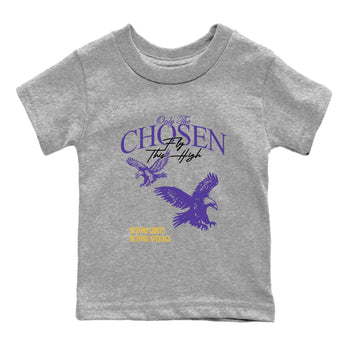 Sneaker match tees – Sneaker Tees To Match Air Jordan 4 Lakeshow Shoes – Only The Chosen Fly This High Kids T-Shirt Heather Grey 2