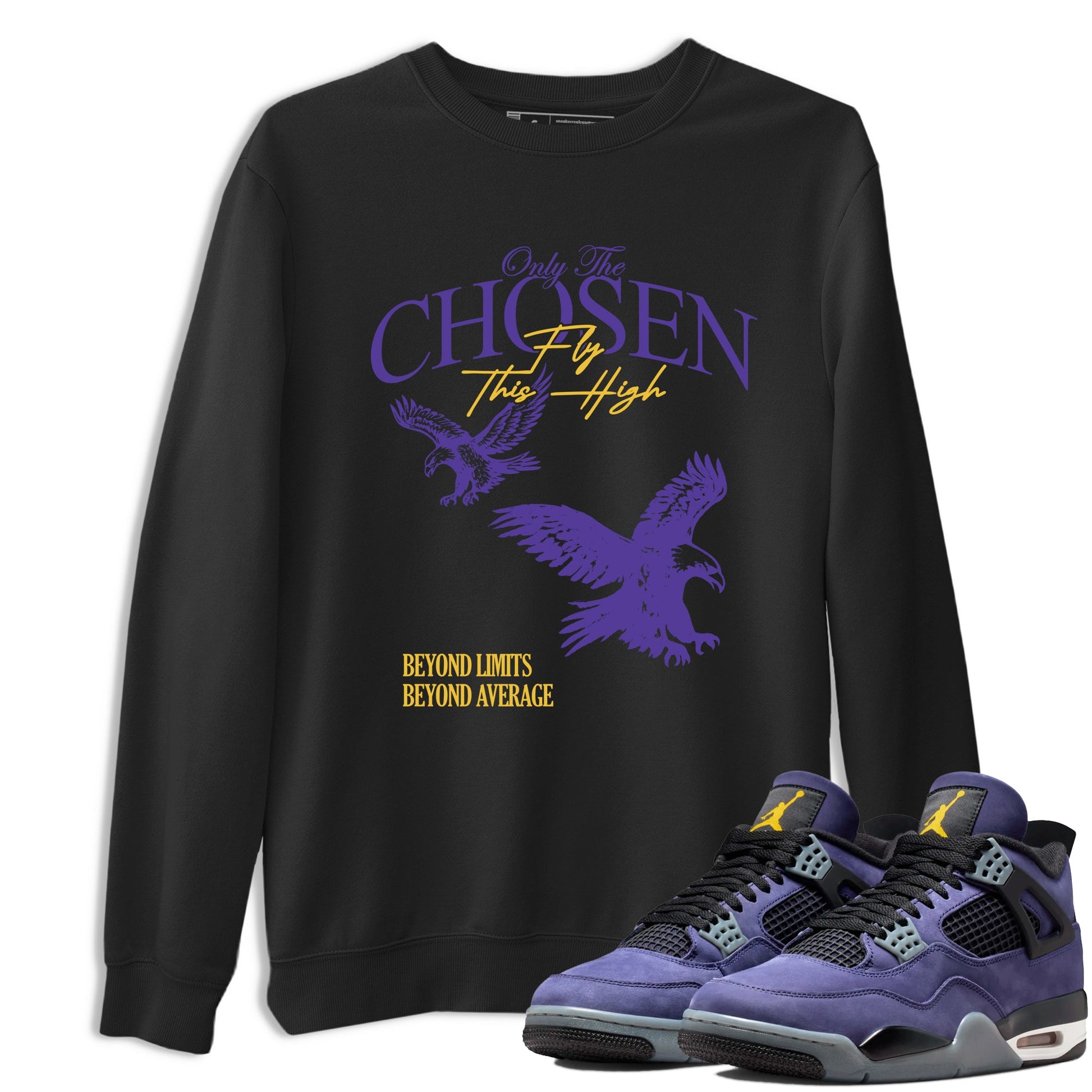 Sneaker match tees – Sneaker Tees To Match Air Jordan 4 Lakeshow Shoes – Only The Chosen Fly This High Tee Black 1