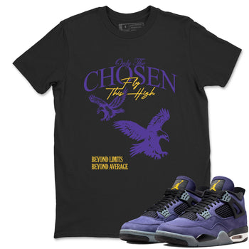 Sneaker match tees – Sneaker Tees To Match Air Jordan 4 Lakeshow Shoes – Only The Chosen Fly This High Tee Black 1