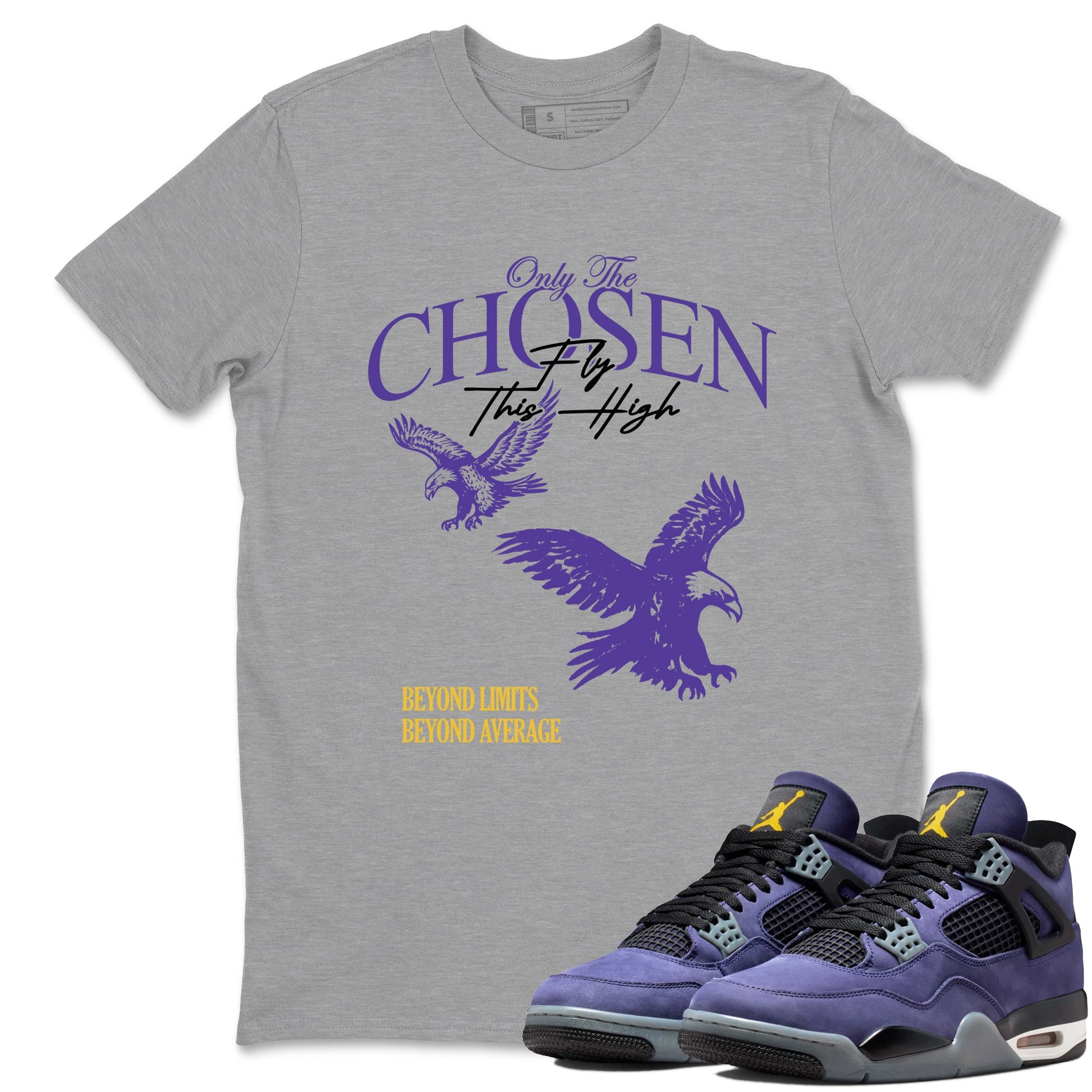 Sneaker match tees – Sneaker Tees To Match Air Jordan 4 Lakeshow Shoes – Only The Chosen Fly This High Tee Heather Grey 1