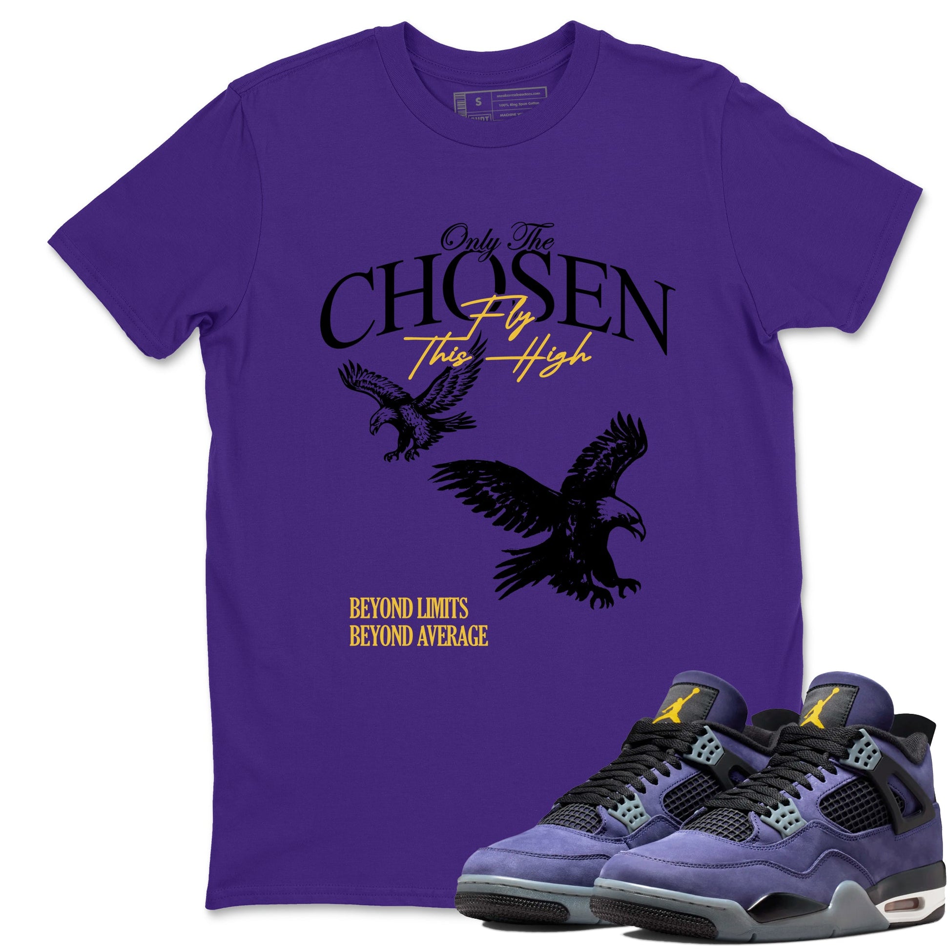 Sneaker match tees – Sneaker Tees To Match Air Jordan 4 Lakeshow Shoes – Only The Chosen Fly This High Tee Purple 1