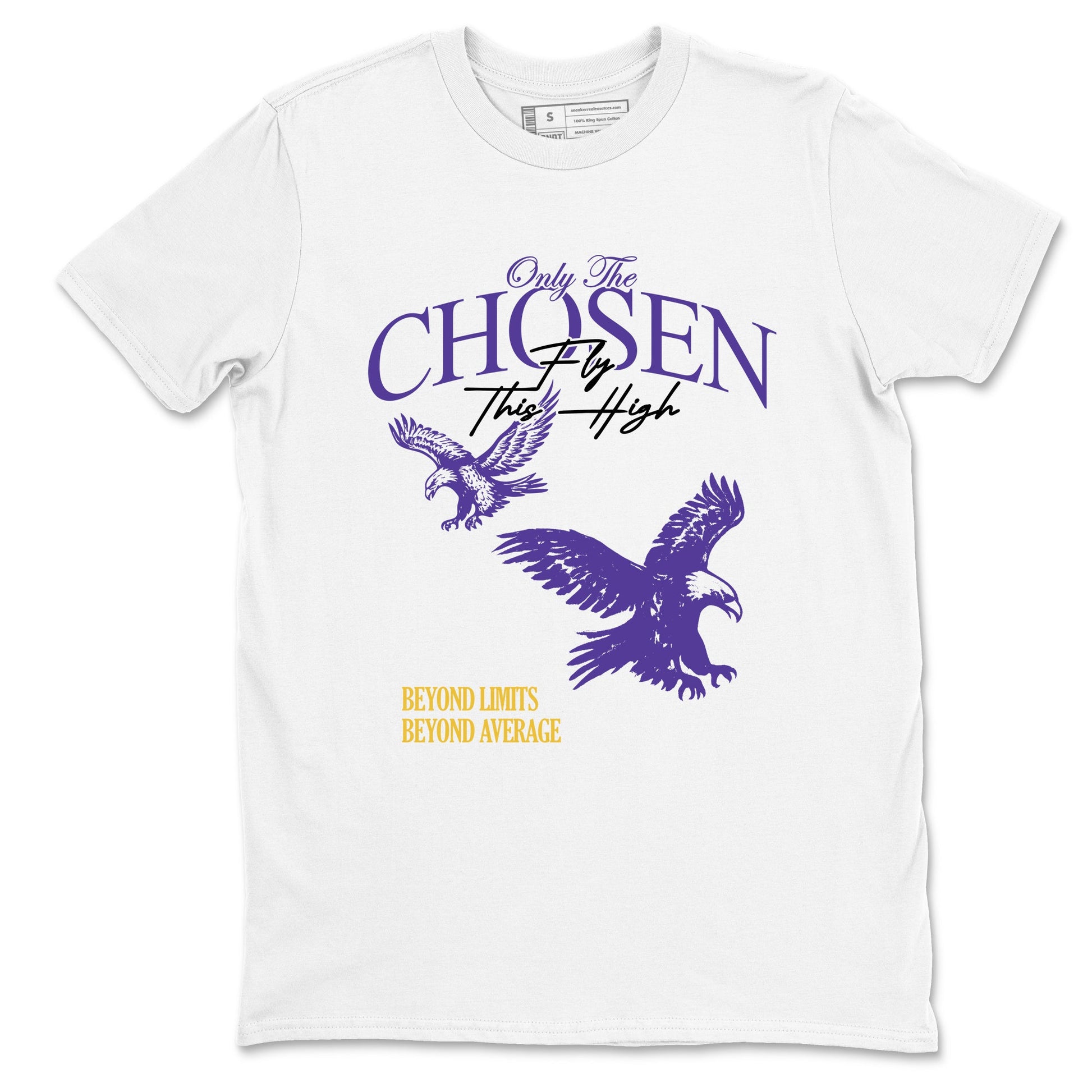 Sneaker match tees – Sneaker Tees To Match Air Jordan 4 Lakeshow Shoes – Only The Chosen Fly This High Tee White 2