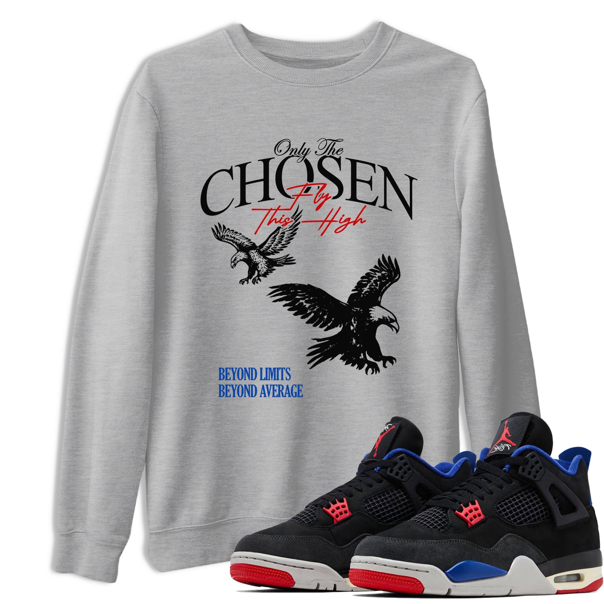 Sneaker match tees – Sneaker Tees To Match Jordan 4 Retro Rare Air Shoes – Only The Chosen Fly This High Tee Heather Grey 1