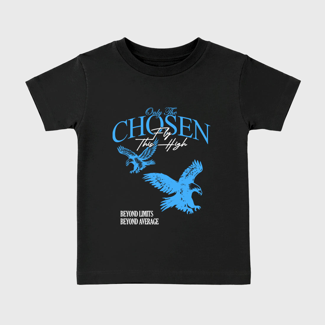 Only The Chosen Fly This High affordable baby and kids t-shirt designed to match the Air Jordan 5 Black Carolina, featuring coordinated Black 2 options for the perfect little sneakerhead streetwear look.