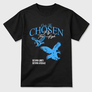 Only The Chosen Fly This High Graphic T-Shirt sneaker match tee designed for the Air Jordan 5 Black Carolina, featuring coordinated color options for a perfect streetwear match. Black 2 shirt.