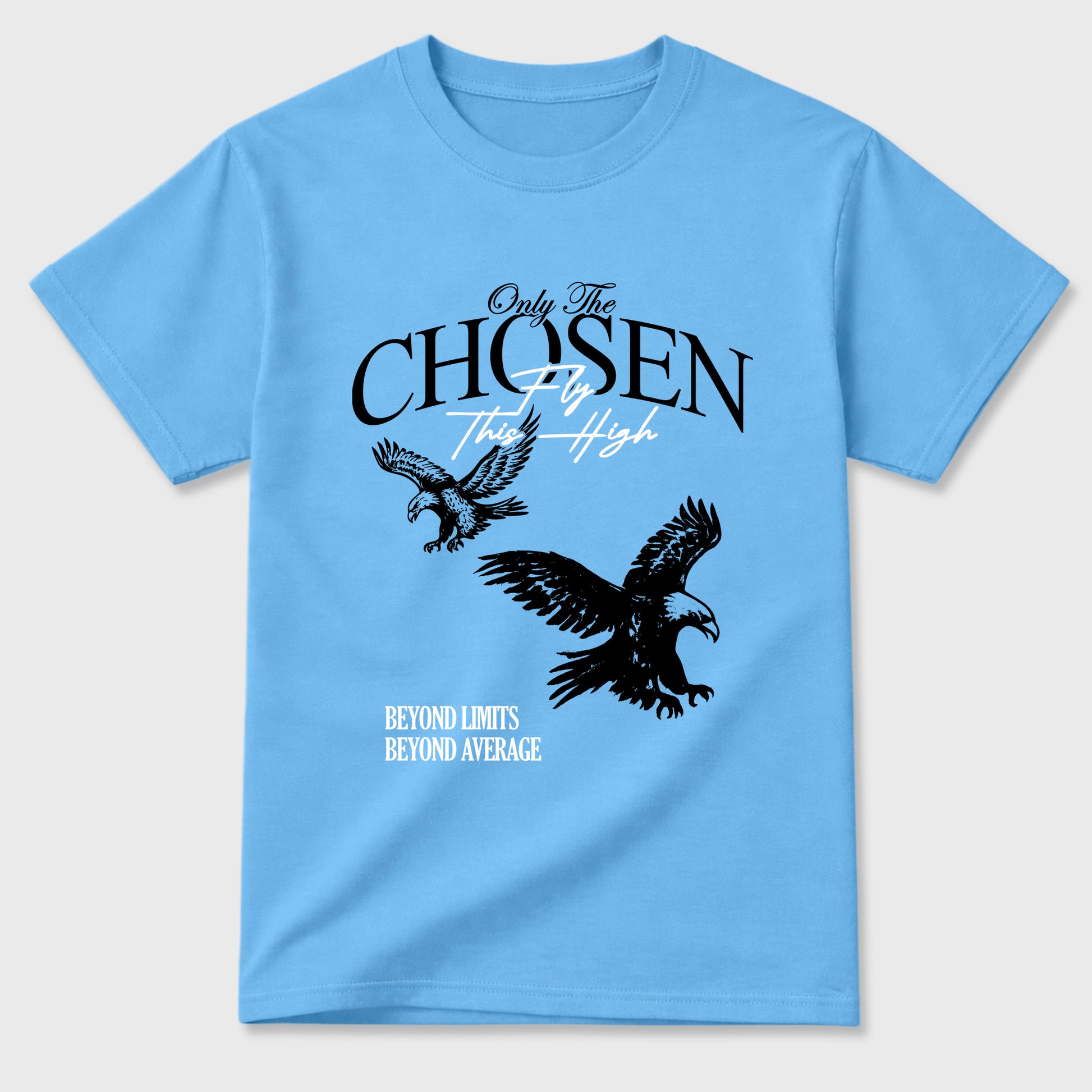 Only The Chosen Fly This High Graphic T-Shirt sneaker match tee designed for the Air Jordan 5 Black Carolina, featuring coordinated color options for a perfect streetwear match. Carolina Blue 2 shirt.
