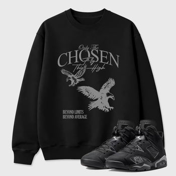 Sneaker match tees – Sneaker Tees To Match Air Jordan 6 Cap and Gown Shoes – Only The Chosen Fly This High Tee Black 1