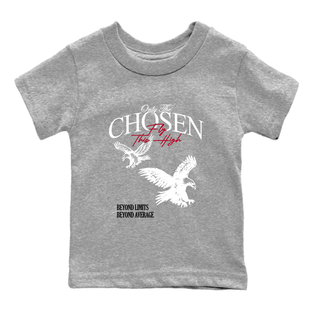 Sneaker match tees – Sneaker Tees To Match Air Jordan 8 Bunny Shoes Air Jordan 8 White and True Red – Only The Chosen Fly This High Kids T-Shirt Heather Grey 2