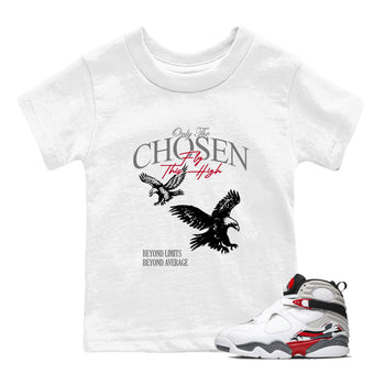 Sneaker match tees – Sneaker Tees To Match Air Jordan 8 Bunny Shoes Air Jordan 8 White and True Red – Only The Chosen Fly This High Kids T-Shirt White 1