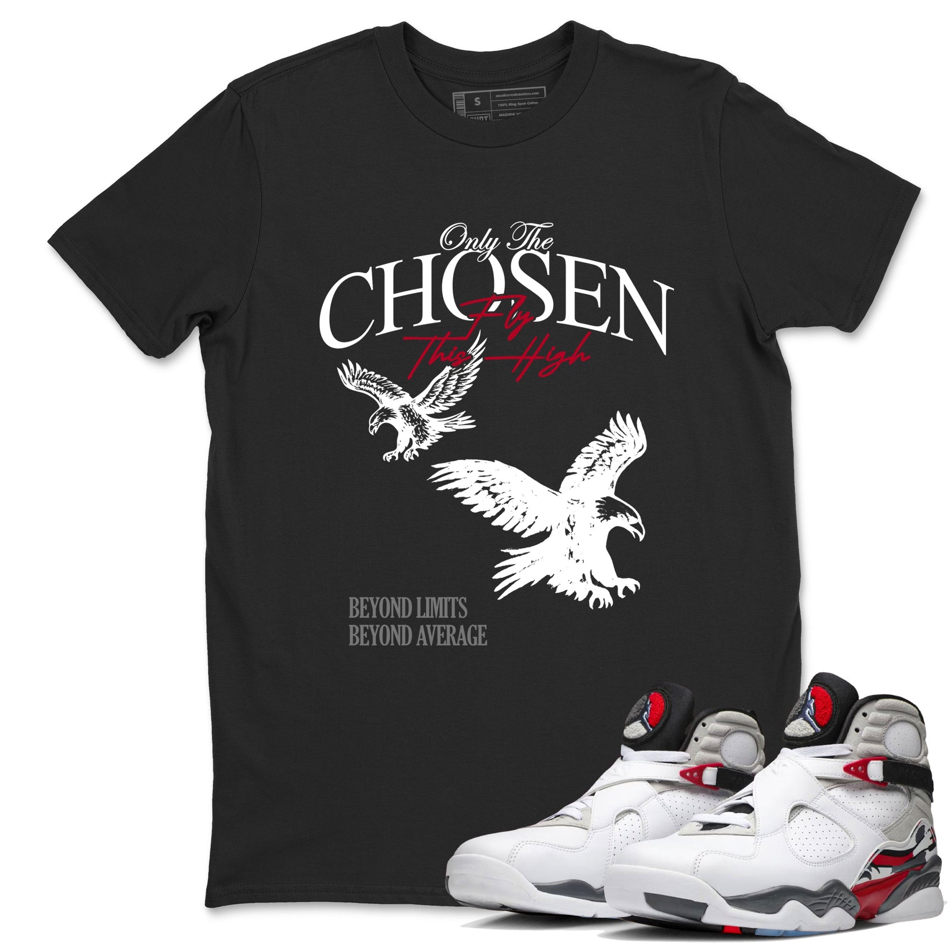 Sneaker match tees – Sneaker Tees To Match Air Jordan 8 Bunny Shoes Air Jordan 8 White and True Red – Only The Chosen Fly This High Tee Black 1