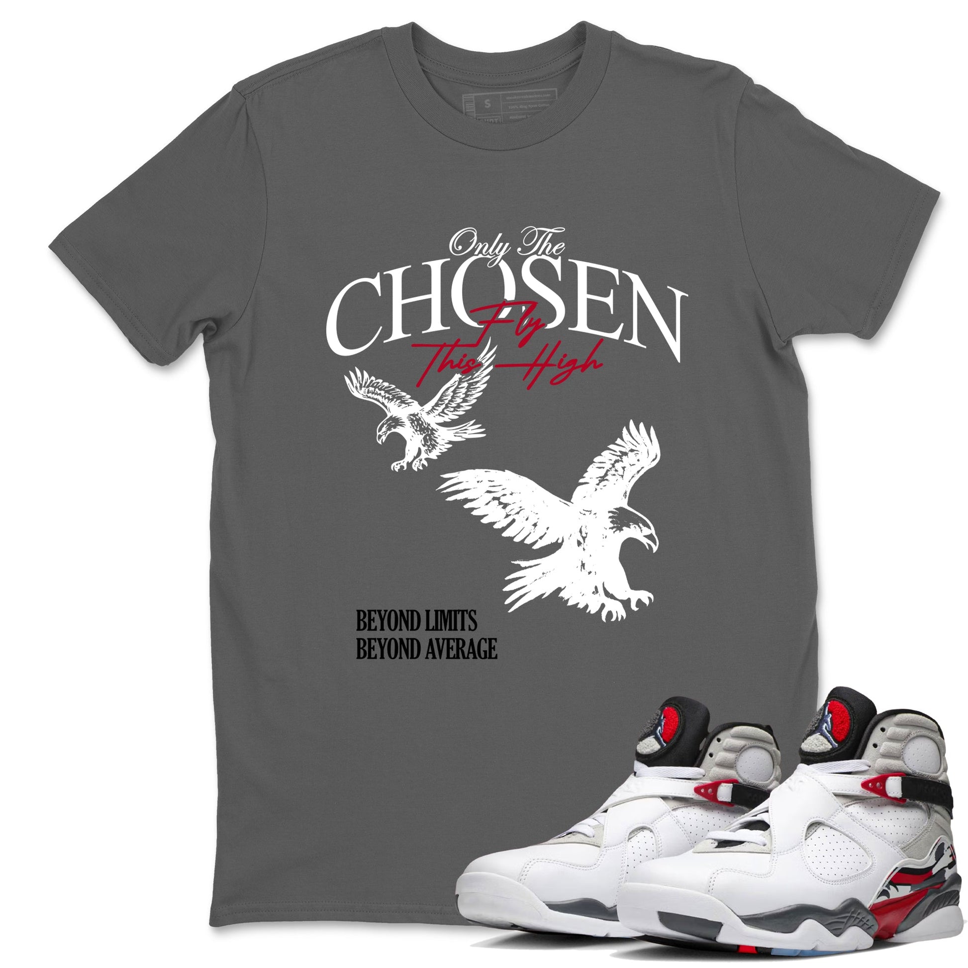 Sneaker match tees – Sneaker Tees To Match Air Jordan 8 Bunny Shoes Air Jordan 8 White and True Red – Only The Chosen Fly This High Tee Cool Grey 1