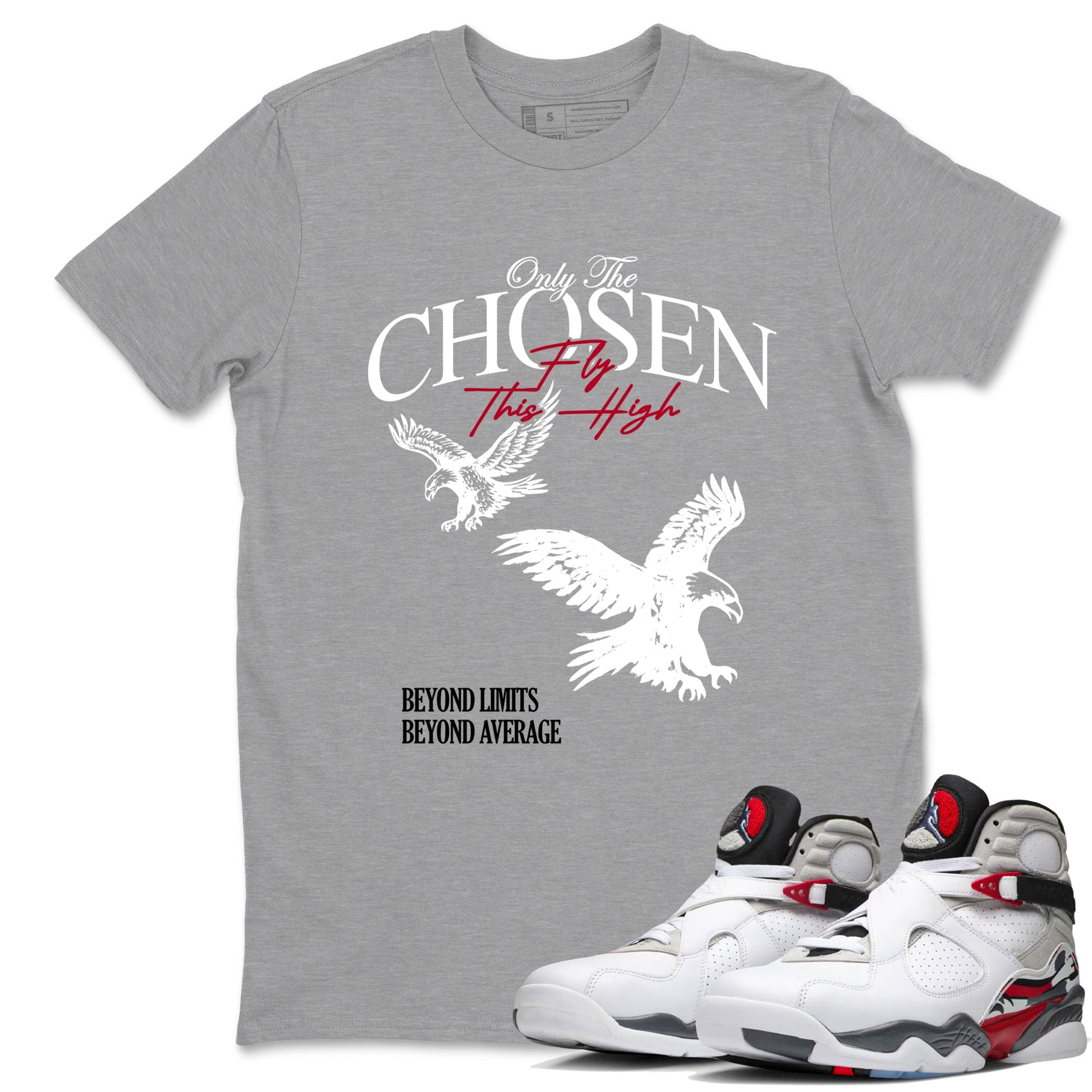 Sneaker match tees – Sneaker Tees To Match Air Jordan 8 Bunny Shoes Air Jordan 8 White and True Red – Only The Chosen Fly This High Tee Heather Grey 1