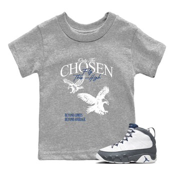 Sneaker match tees – Sneaker Tees To Match Air Jordan 9 Flint Grey Shoes – Only The Chosen Fly This High Kids T-Shirt Heather Grey 1