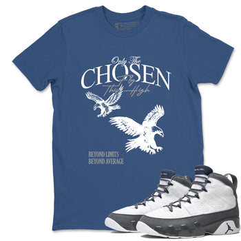 Sneaker match tees – Sneaker Tees To Match Air Jordan 9 Flint Grey Shoes – Only The Chosen Fly This High Tee Denim Blue 1