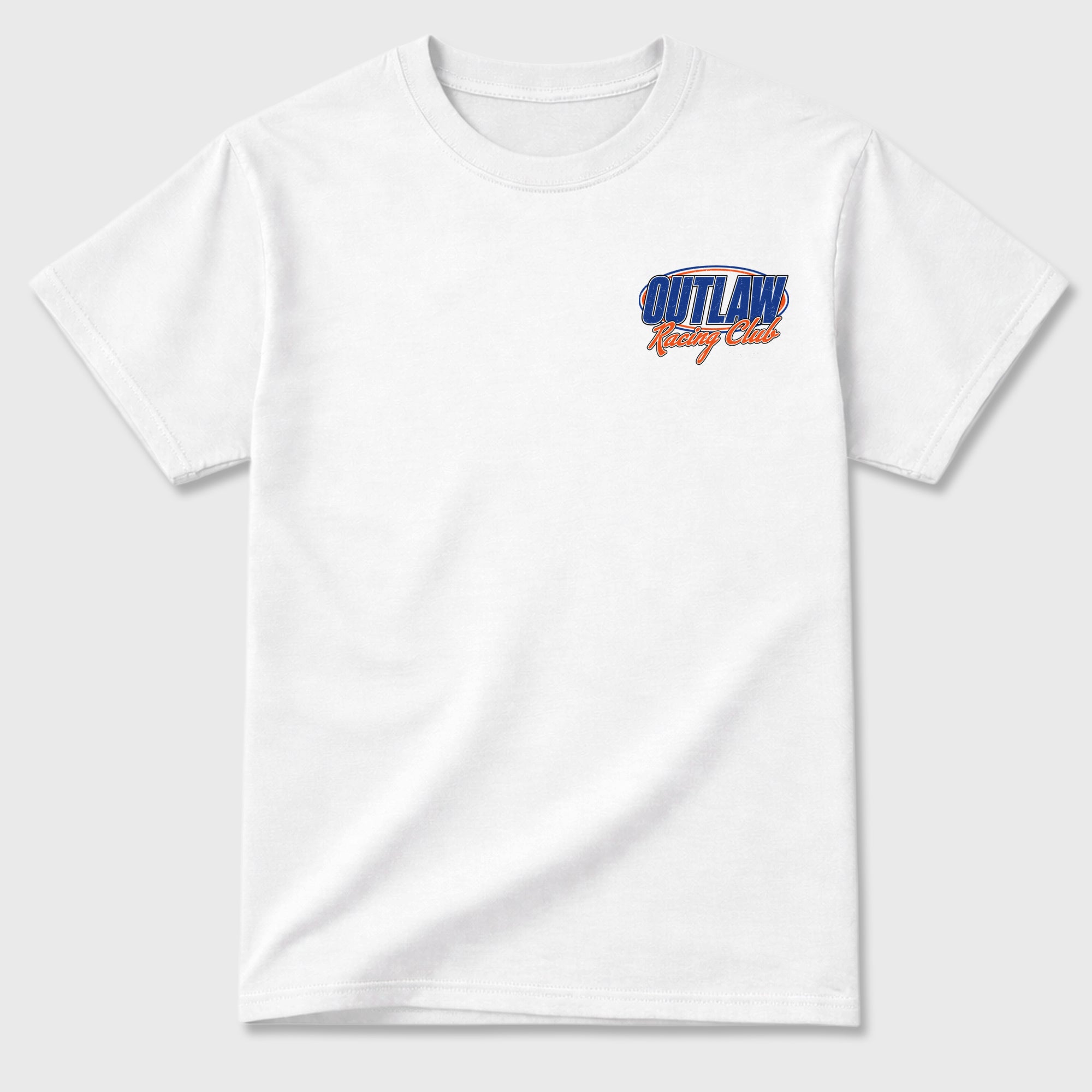 Outlaw Racing Club Graphic T-Shirt featuring original streetwear artwork designed to match the . White Graphic T-Shirt.
