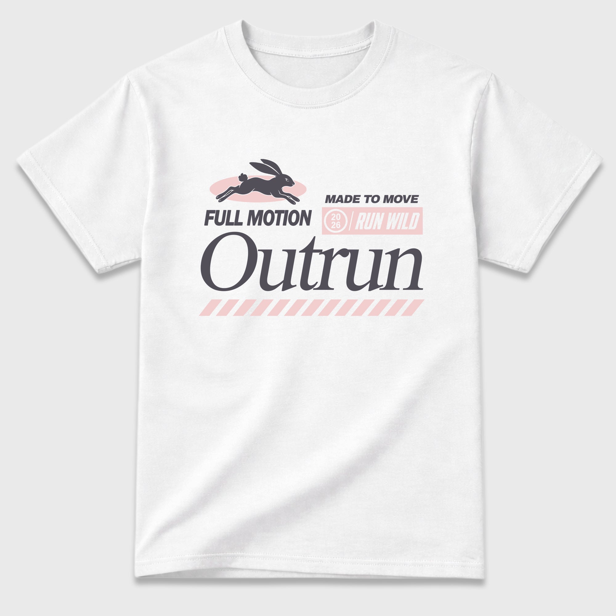 Outrun Graphic T-Shirt featuring original streetwear artwork designed to match the Badbo 1.0 Chalk White Pink. White 2 Graphic T-Shirt.
