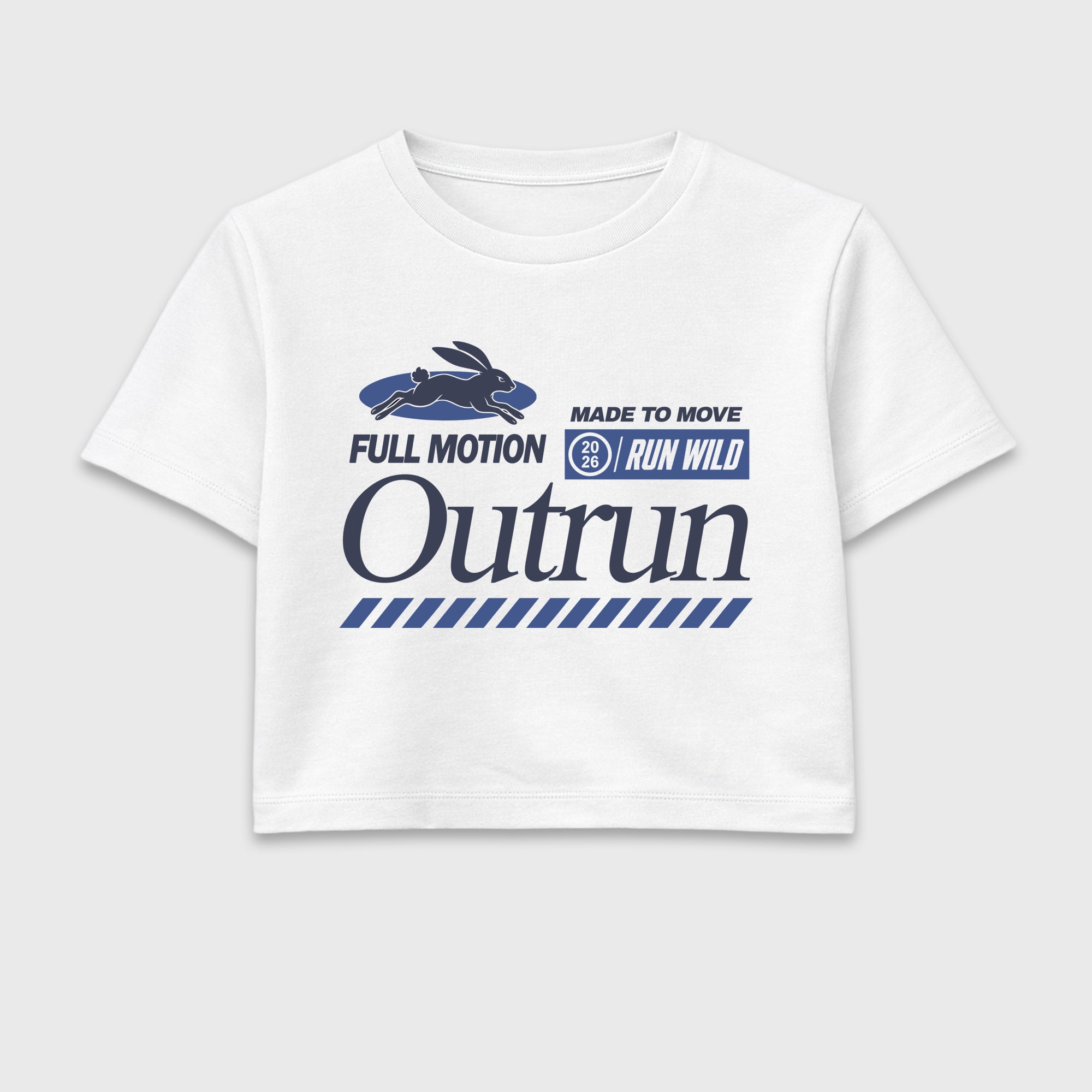 Outrun women’s crop tee designed to match the Badbo 1.0 Night Navy, featuring coordinated White 2 options for a perfect streetwear vibe.