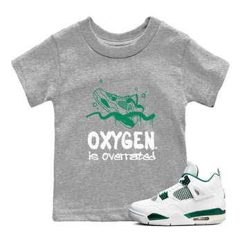 4s Oxidized Green shirts to match jordans Oxygen Overrated sneaker match tees Air Jordan 4 Oxidized Green SNRT Sneaker Tees streetwear brand Baby and Youth Heather Grey 1 cotton tee