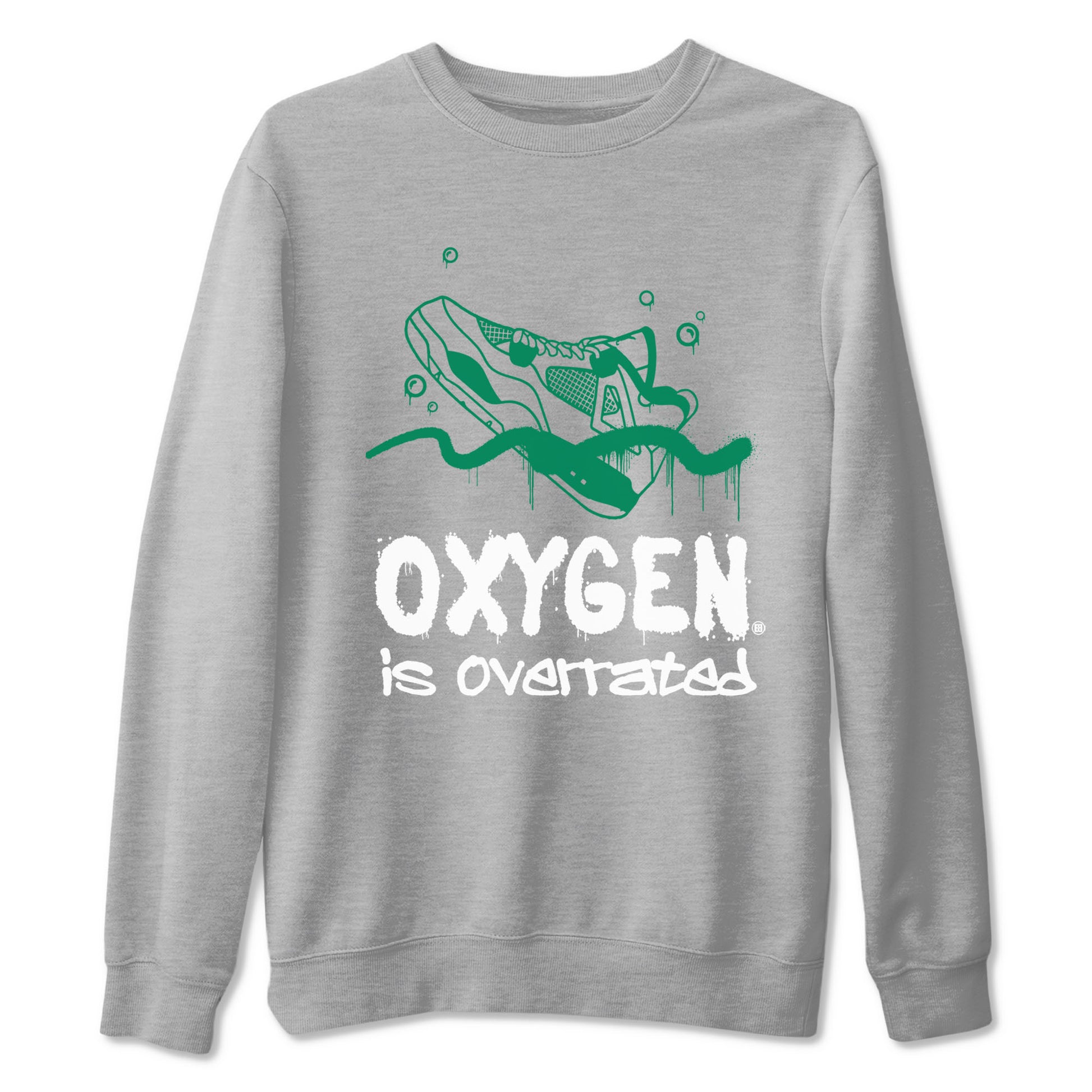 4s Oxidized Green shirts to match jordans Oxygen Overrated sneaker match tees Air Jordan 4 Oxidized Green SNRT Sneaker Tees streetwear brand Heather Grey 2 unisex cotton tee