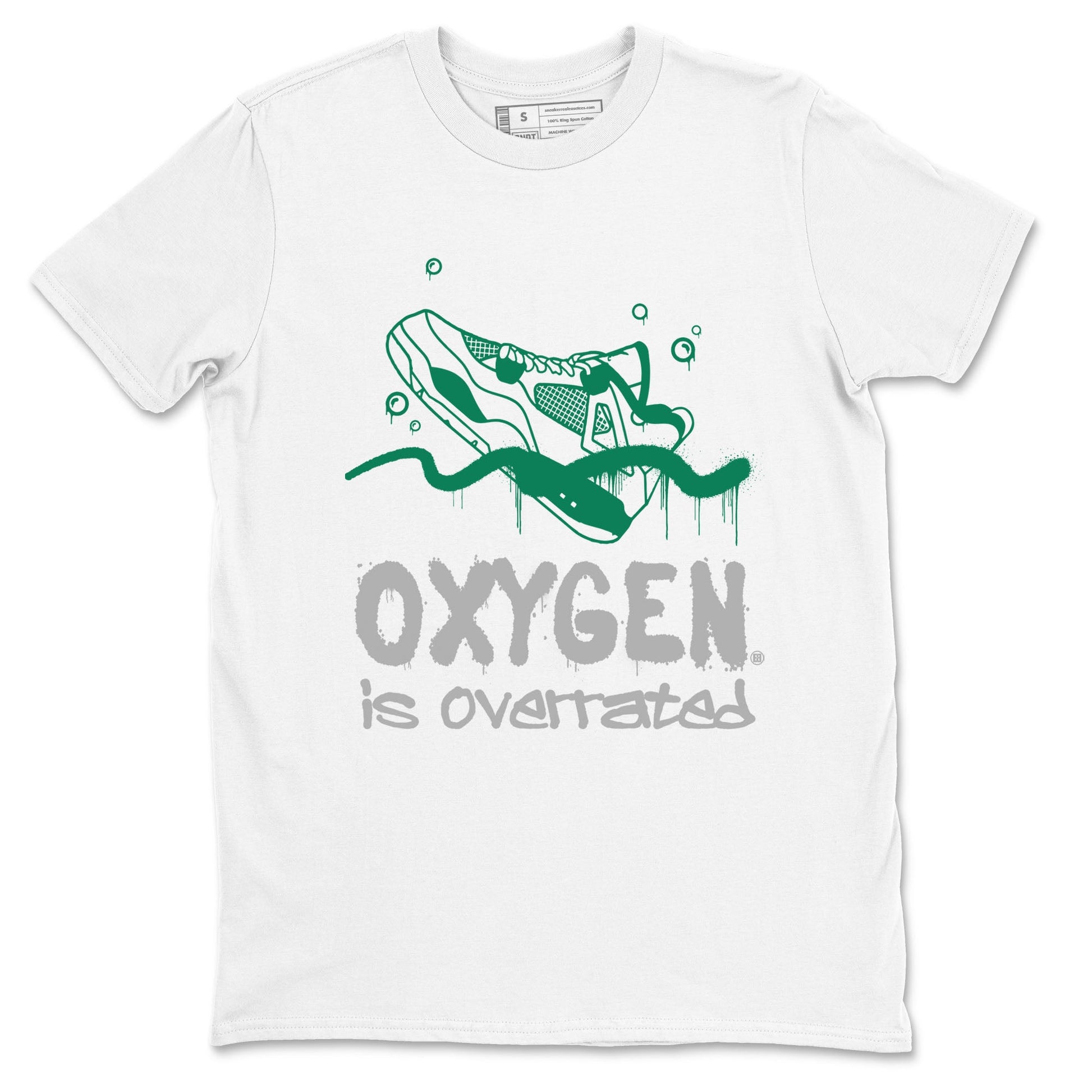 4s Oxidized Green shirts to match jordans Oxygen Overrated sneaker match tees Air Jordan 4 Oxidized Green SNRT Sneaker Tees streetwear brand White 2 unisex cotton tee