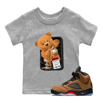 5s Archaeo Brown shirts to match jordans Packaged Bear sneaker match tees Air Jordan 5 Archaeo Brown match shoes to clothes SNRT Sneaker Tees Youth Baby Heather Grey 1 tee