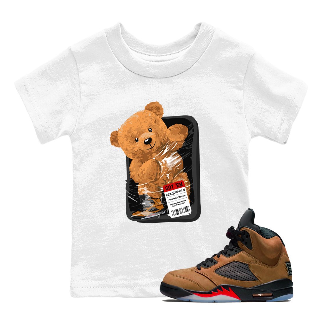 5s Archaeo Brown shirts to match jordans Packaged Bear sneaker match tees Air Jordan 5 Archaeo Brown match shoes to clothes SNRT Sneaker Tees Youth Baby White 1 tee