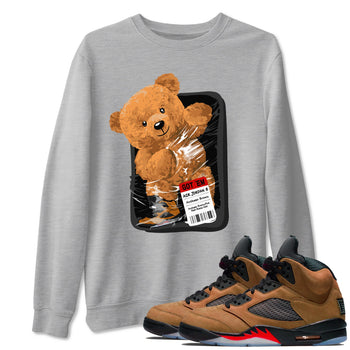 5s Archaeo Brown shirts to match jordans Packaged Bear sneaker match tees Air Jordan 5 Archaeo Brown match shoes to clothes SNRT Sneaker Tees unisex cotton Heather Grey 1 shirts