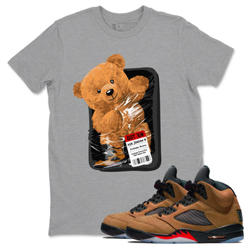 5s Archaeo Brown shirts to match jordans Packaged Bear sneaker match tees Air Jordan 5 Archaeo Brown match shoes to clothes SNRT Sneaker Tees unisex cotton Heather Grey 1 shirts