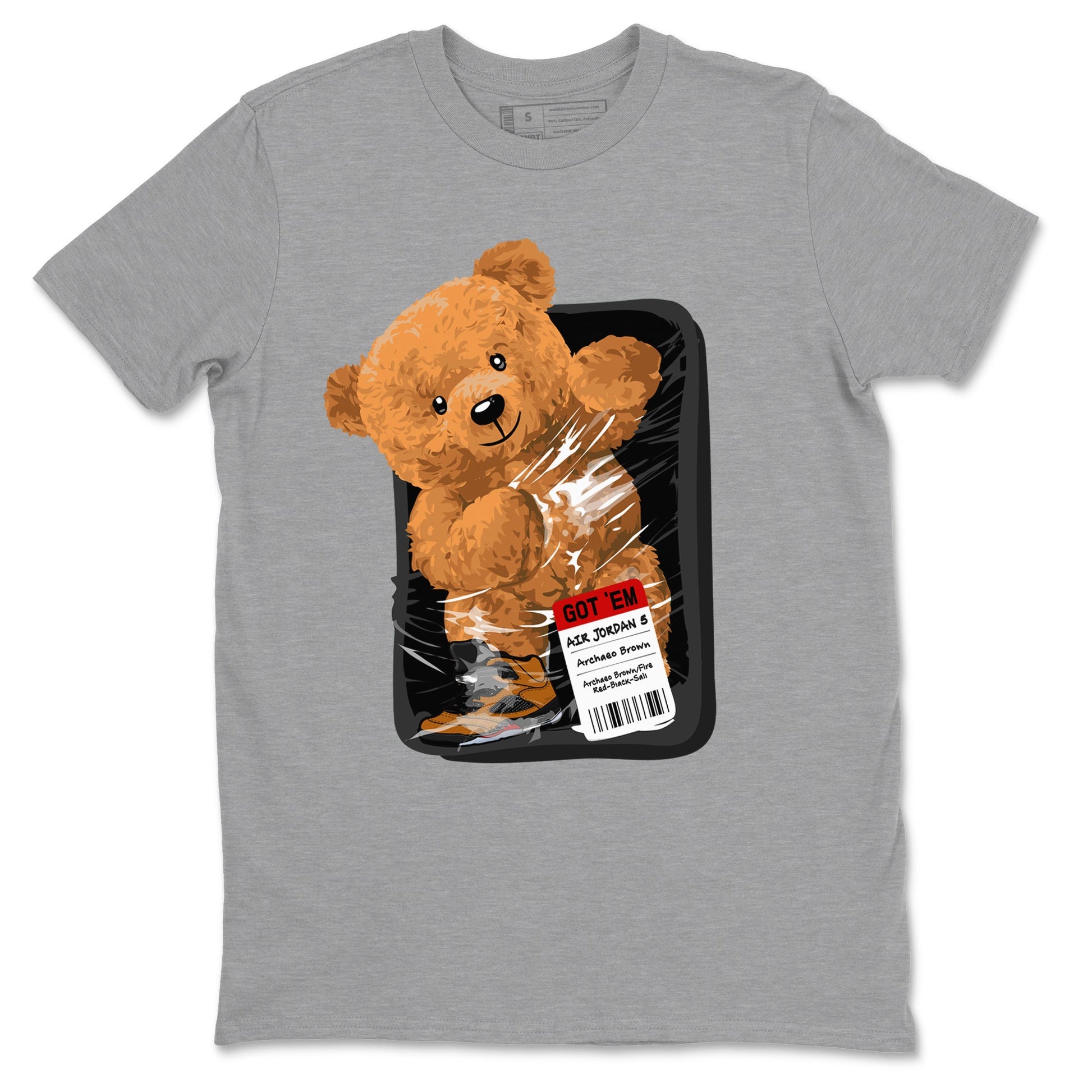 5s Archaeo Brown shirts to match jordans Packaged Bear sneaker match tees Air Jordan 5 Archaeo Brown match shoes to clothes SNRT Sneaker Tees unisex cotton Heather Grey 2 shirts
