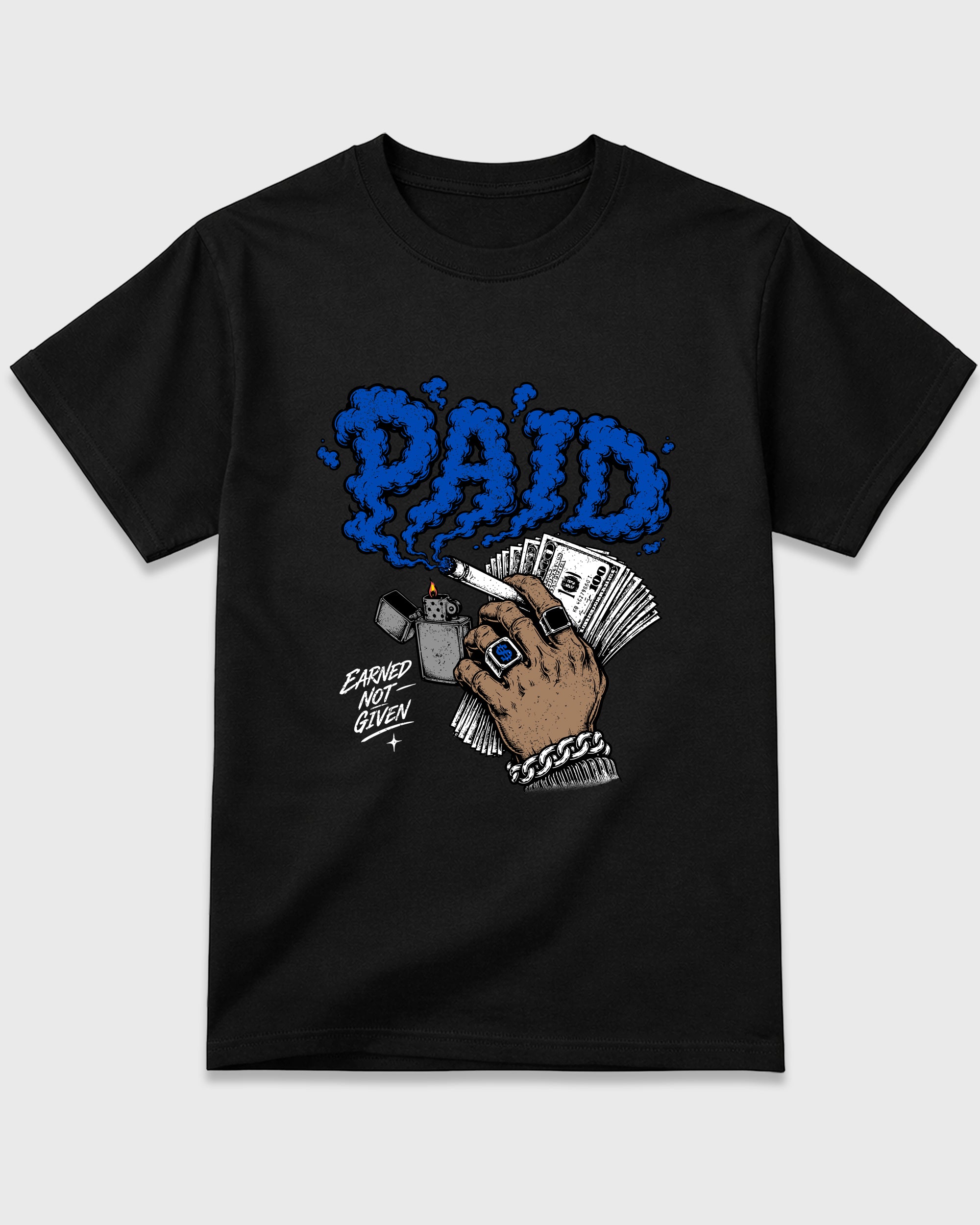 Paid Graphic T-Shirt featuring original streetwear artwork designed to match the Air Jordan 1 High OG 'Royal'. Black 2 Graphic T-Shirt.