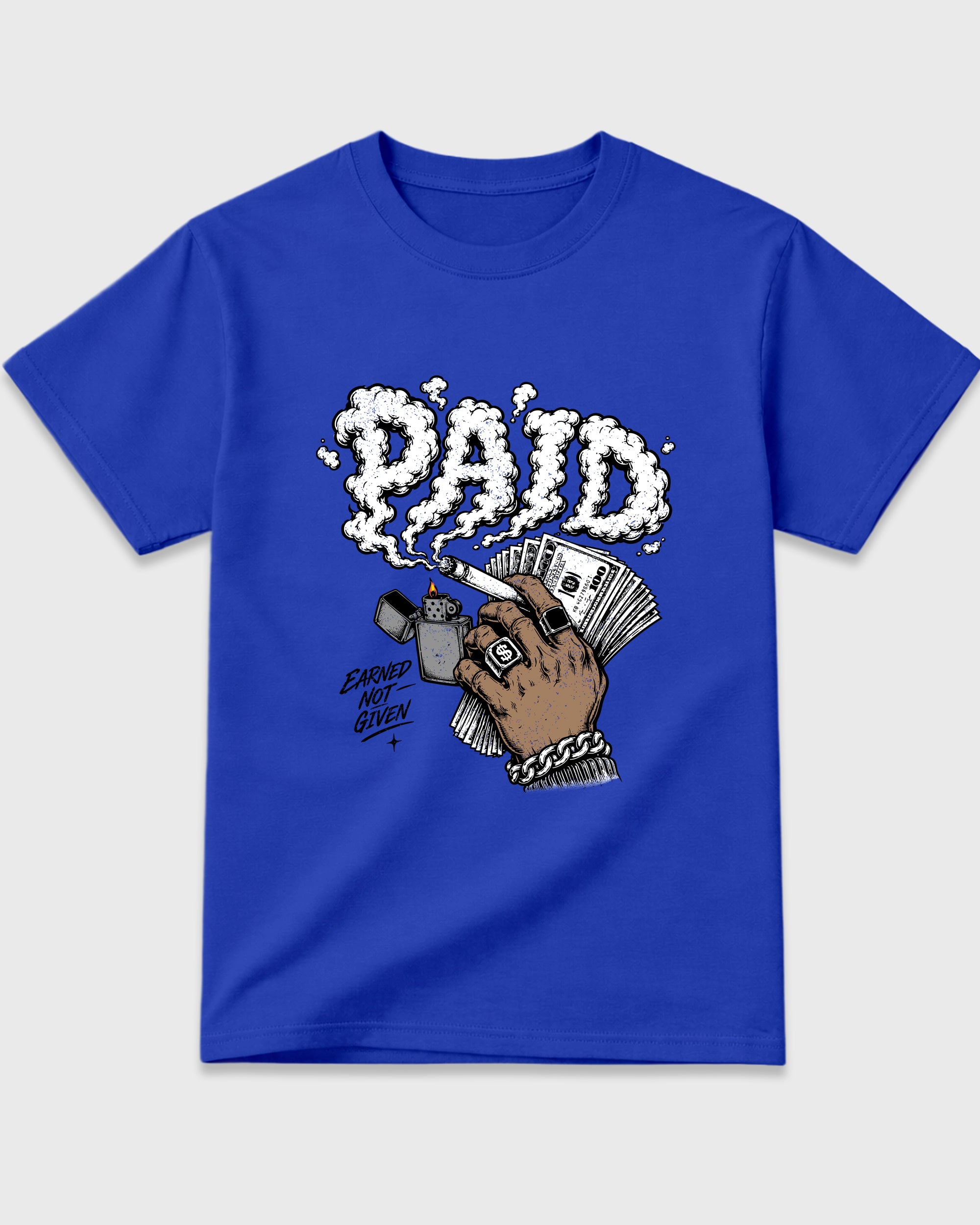 Paid Graphic T-Shirt featuring original streetwear artwork designed to match the Air Jordan 1 High OG 'Royal'. Royal Blue 2 Graphic T-Shirt.