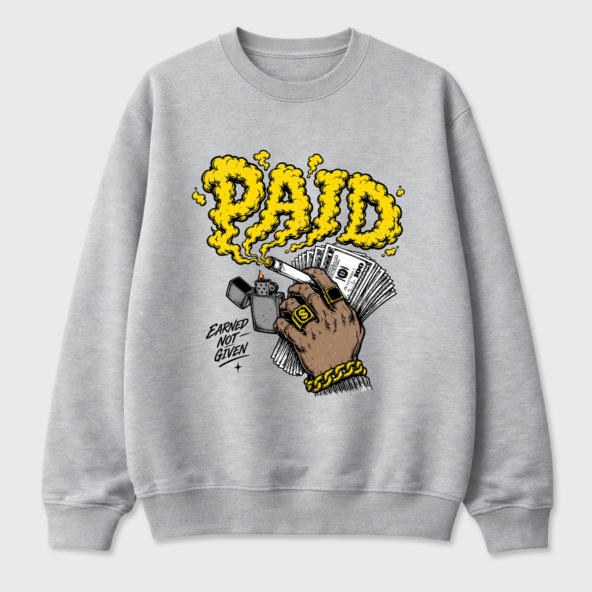 Paid Graphic T-Shirt featuring original streetwear artwork designed to match the Air Jordan 4 Tour Yellow. Heather Grey 2 Graphic Tee.