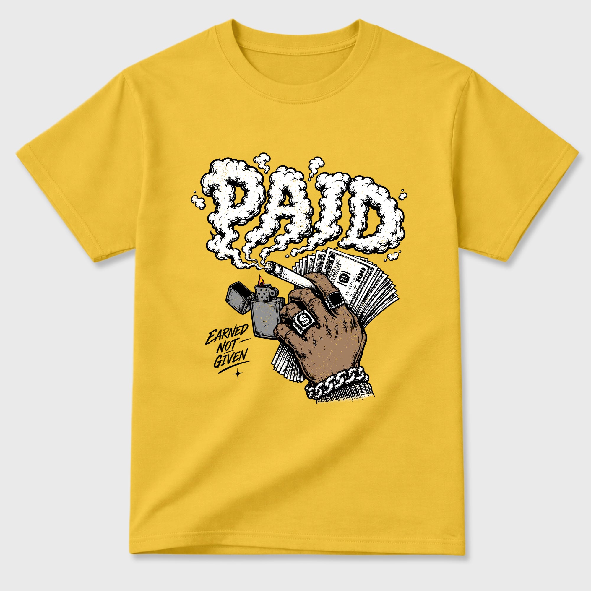 Paid Graphic T-Shirt featuring original streetwear artwork designed to match the Air Jordan 4 Tour Yellow. Daisy 2 Graphic T-Shirt.