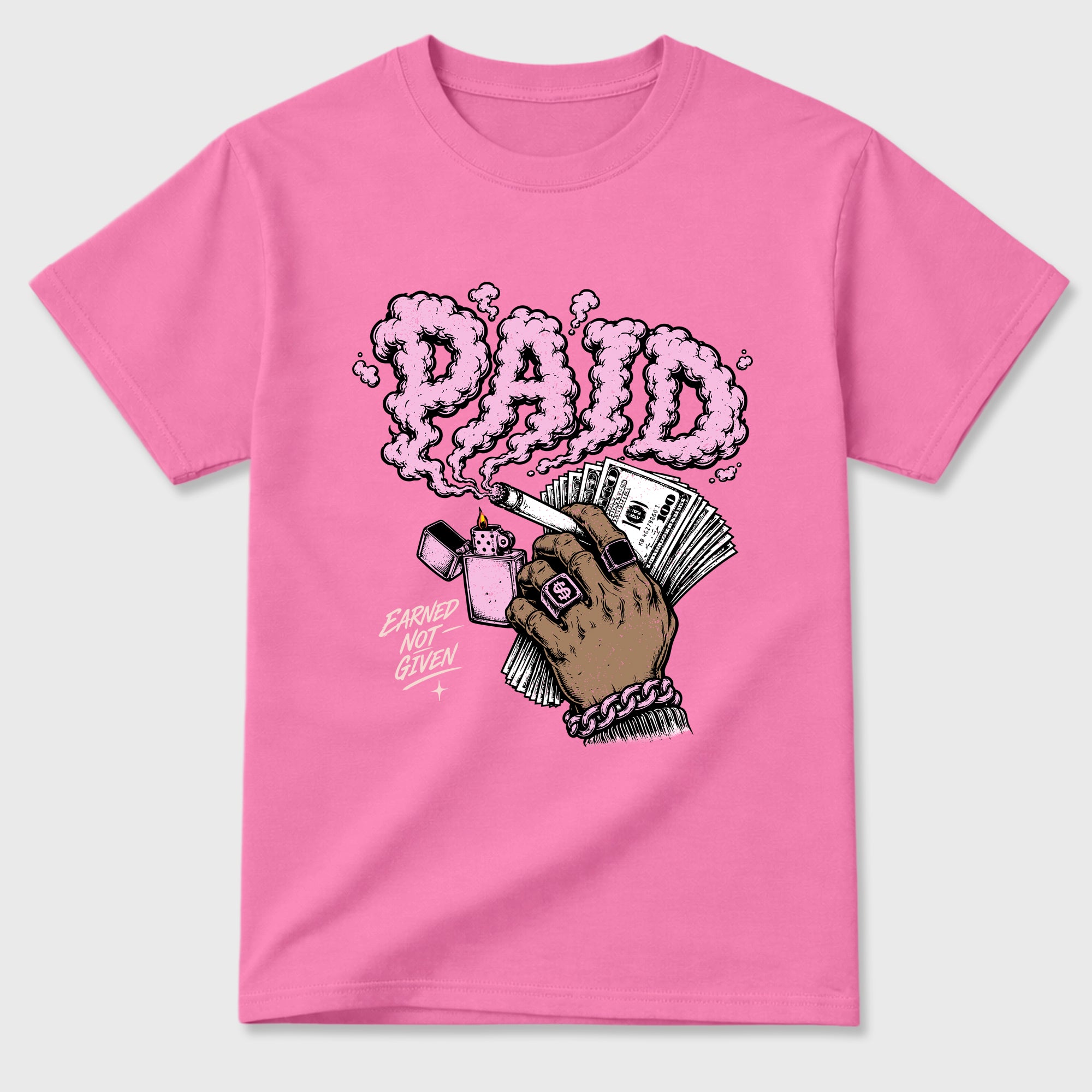 Paid Graphic T-Shirt featuring original streetwear artwork designed to match the Air Jordan 6 Playful Pink. Bubble Gum 2 Graphic T-Shirt.