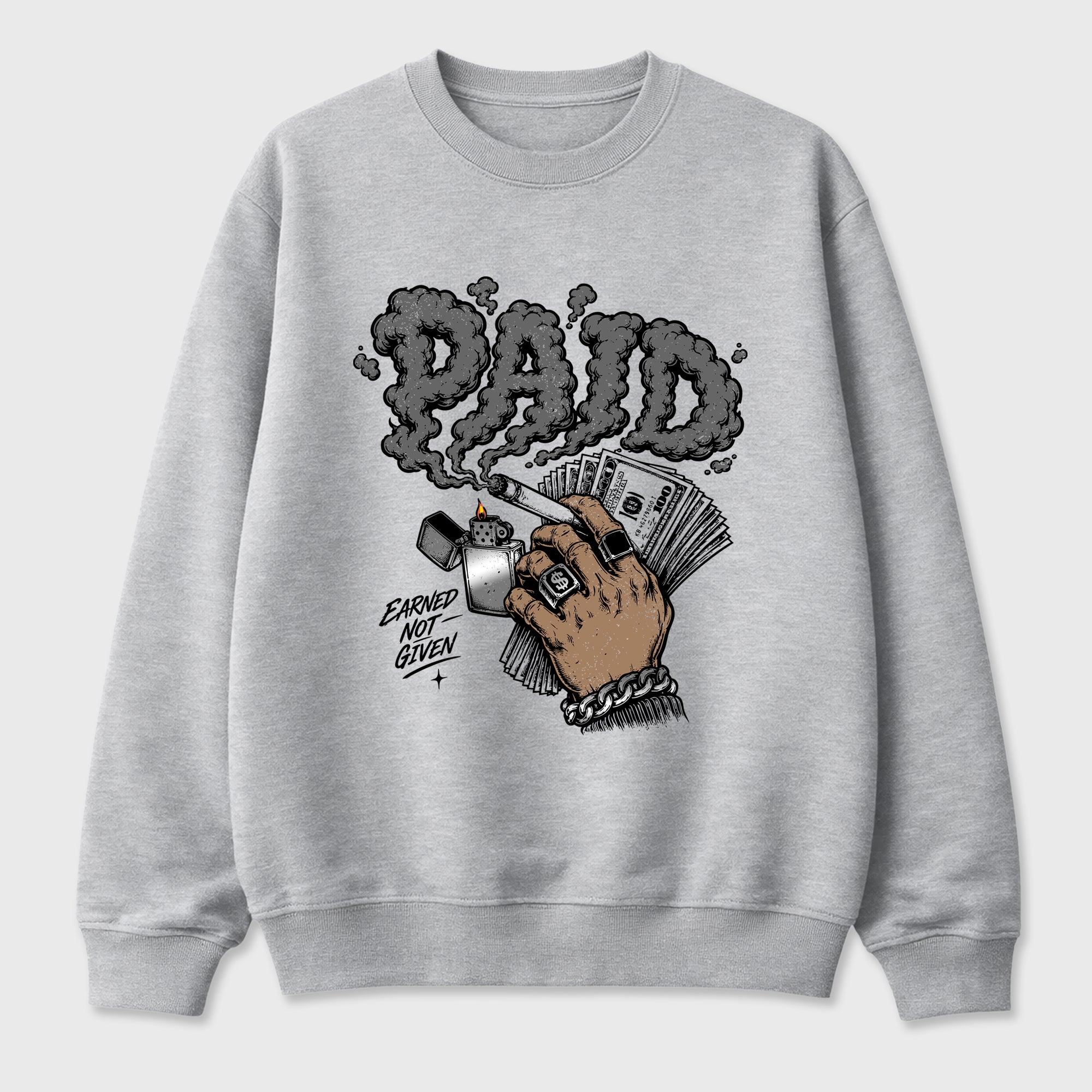 Paid Graphic T-Shirt featuring original streetwear artwork designed to match the Air Jordan 8 Chrome. Heather Grey 2 Graphic Tee.