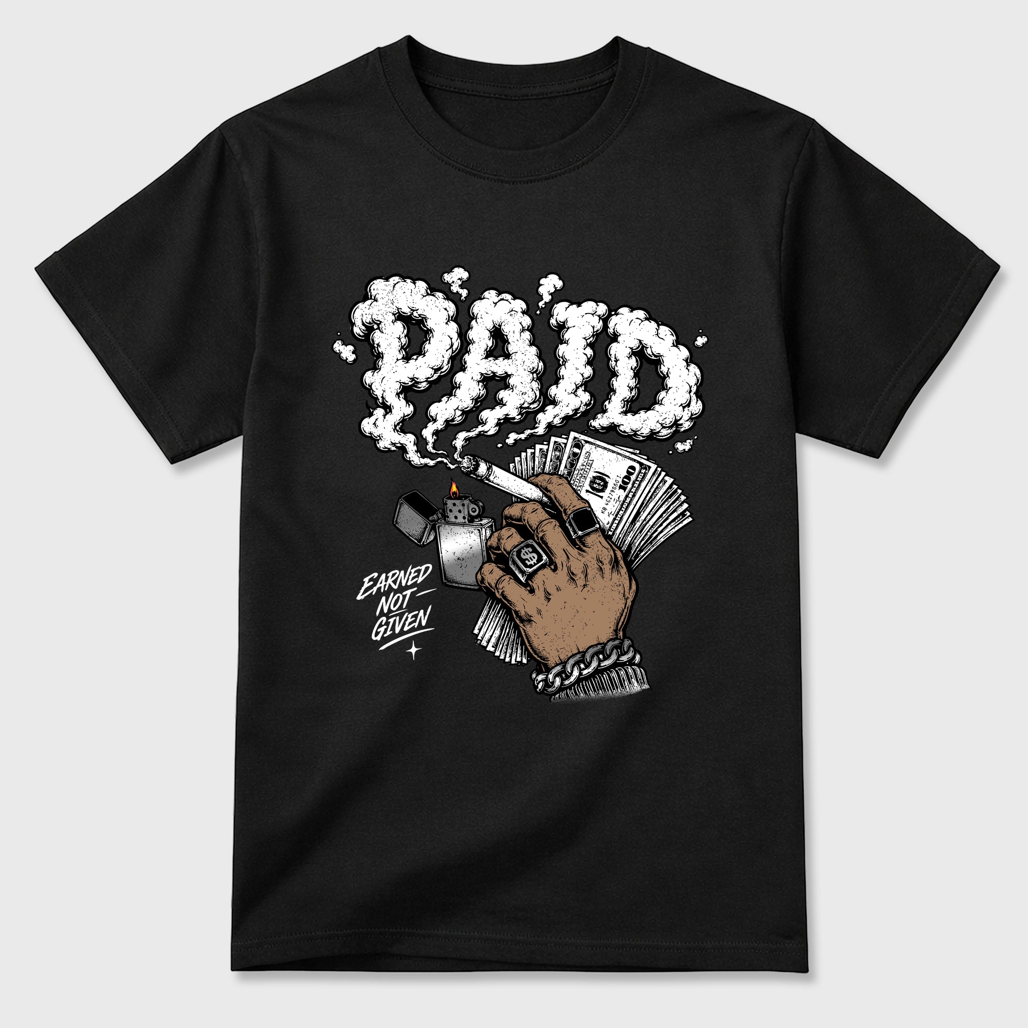 Paid Graphic T-Shirt featuring original streetwear artwork designed to match the Air Jordan 8 Chrome. Black 2 Graphic T-Shirt.