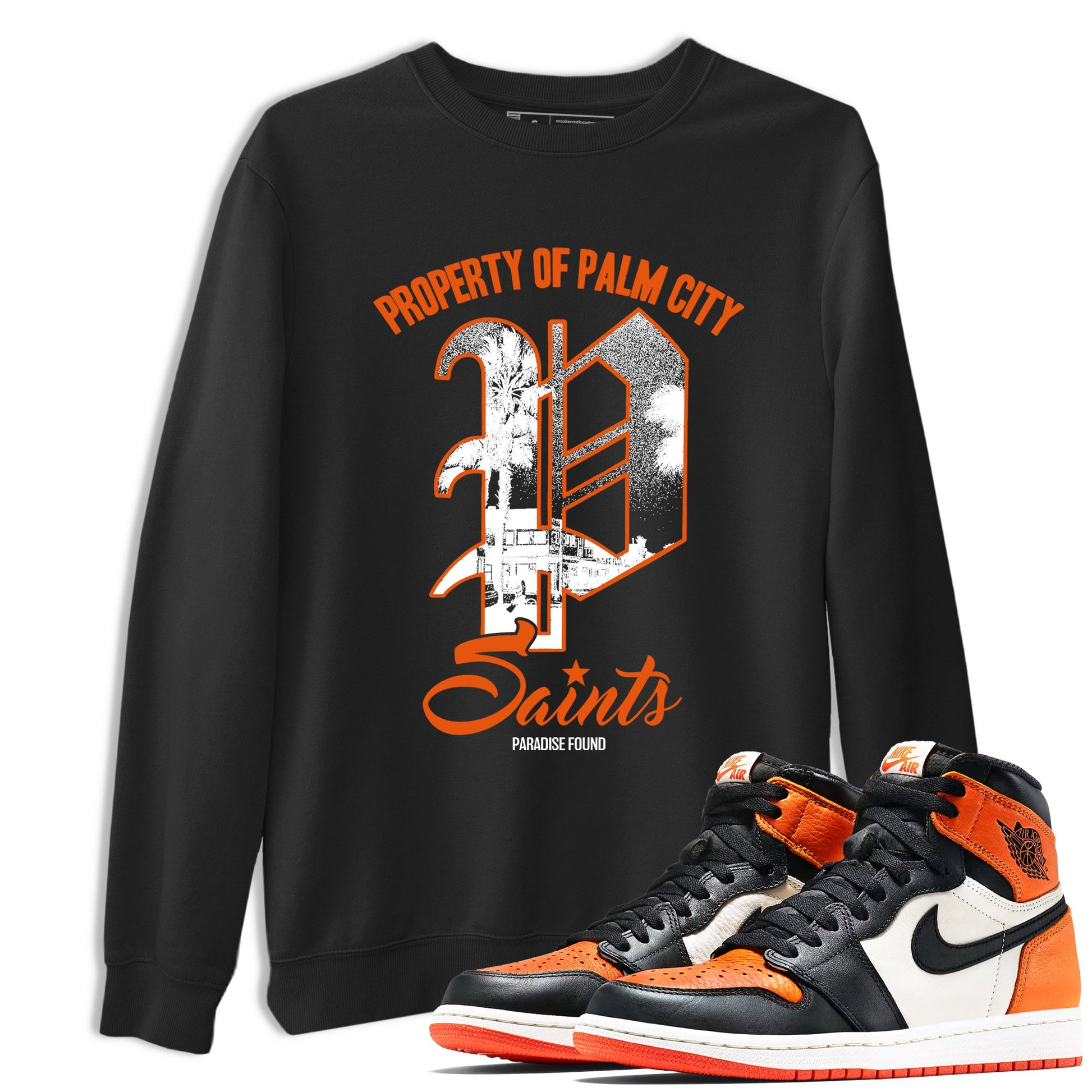 Sneaker match tees – Sneaker Tees To Match Jordan 1 Retro Shattered Backboard Shoes – Paradise Found Tee Black 1