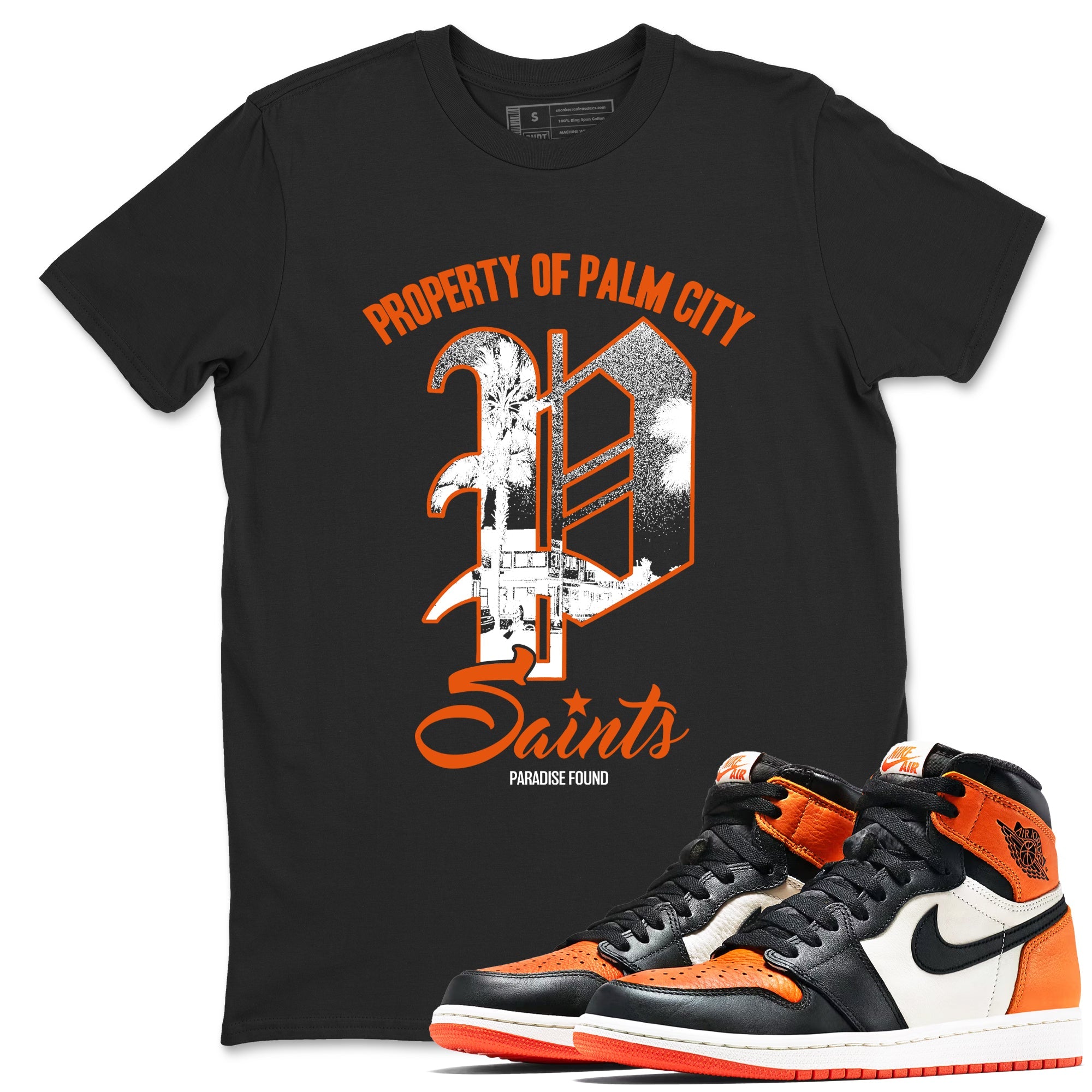 Sneaker match tees – Sneaker Tees To Match Jordan 1 Retro Shattered Backboard Shoes – Paradise Found Tee Black 1